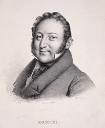 Porträt von Gioacchino Rossini (1792-1868), graviert von Villain, 1823
